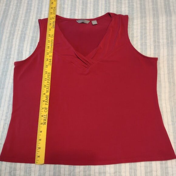 Investments Large Pink Soft Stretch Sleeveless Blouse with Draped V-Neck - Picture 6 of 8